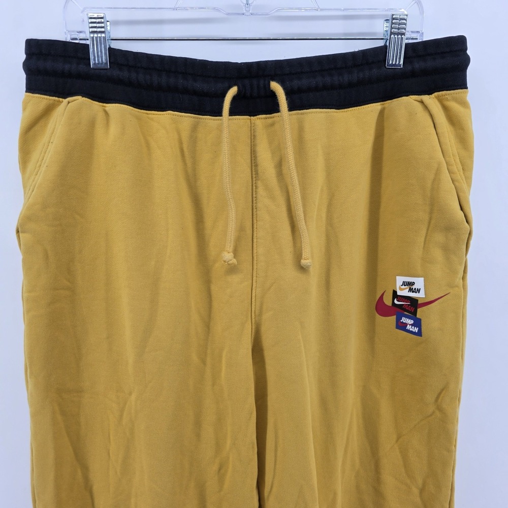 Nike Air Jordan Jumpman Jogger Pants Mens Large Yellow Drawstring Pockets - Picture 2 of 13